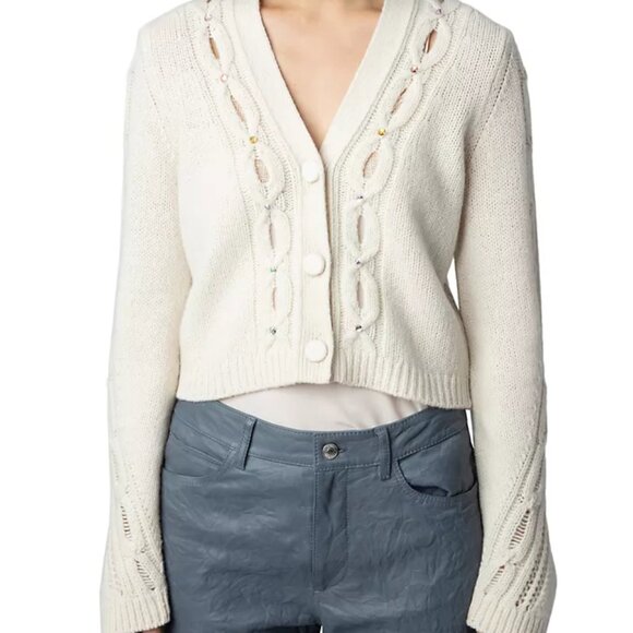 *Host Pick* Zadig & Voltaire Women's Barley Cable Knit Cardigan Sweater - NWT - Picture 2 of 15